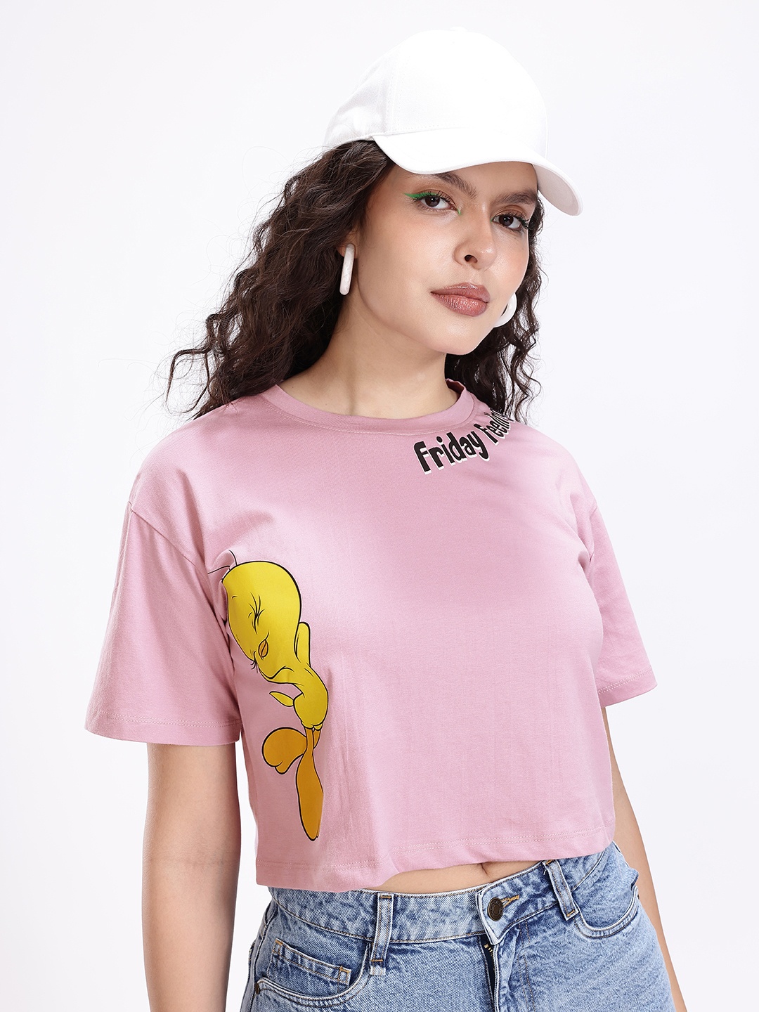 

Kook N Keech Tweety Printed Boxy Crop T-shirt, Lavender