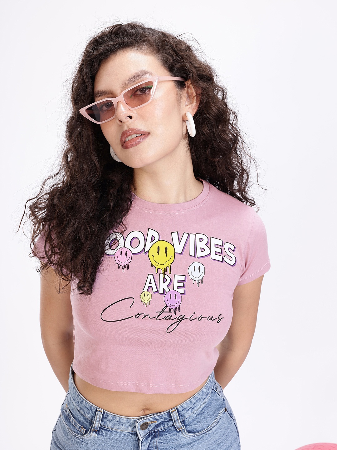 

Kook N Keech Typography Printed Crop T-shirt, Lavender