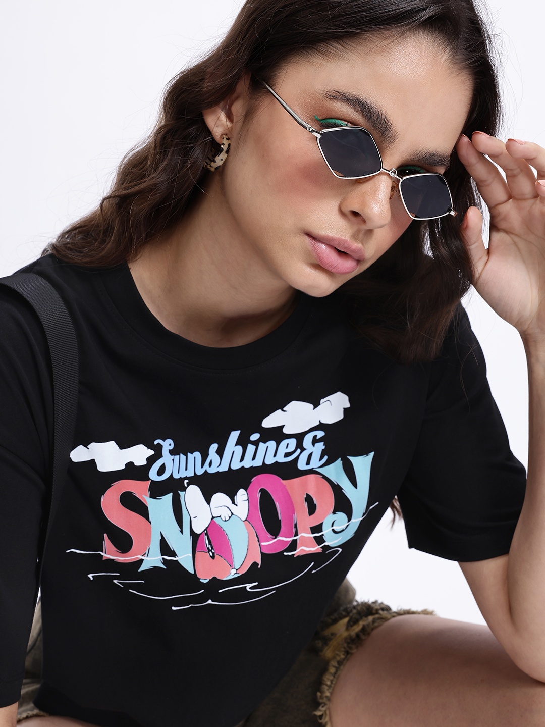 

Kook N Keech Snoopy Typography Printed T-Shirt, Black