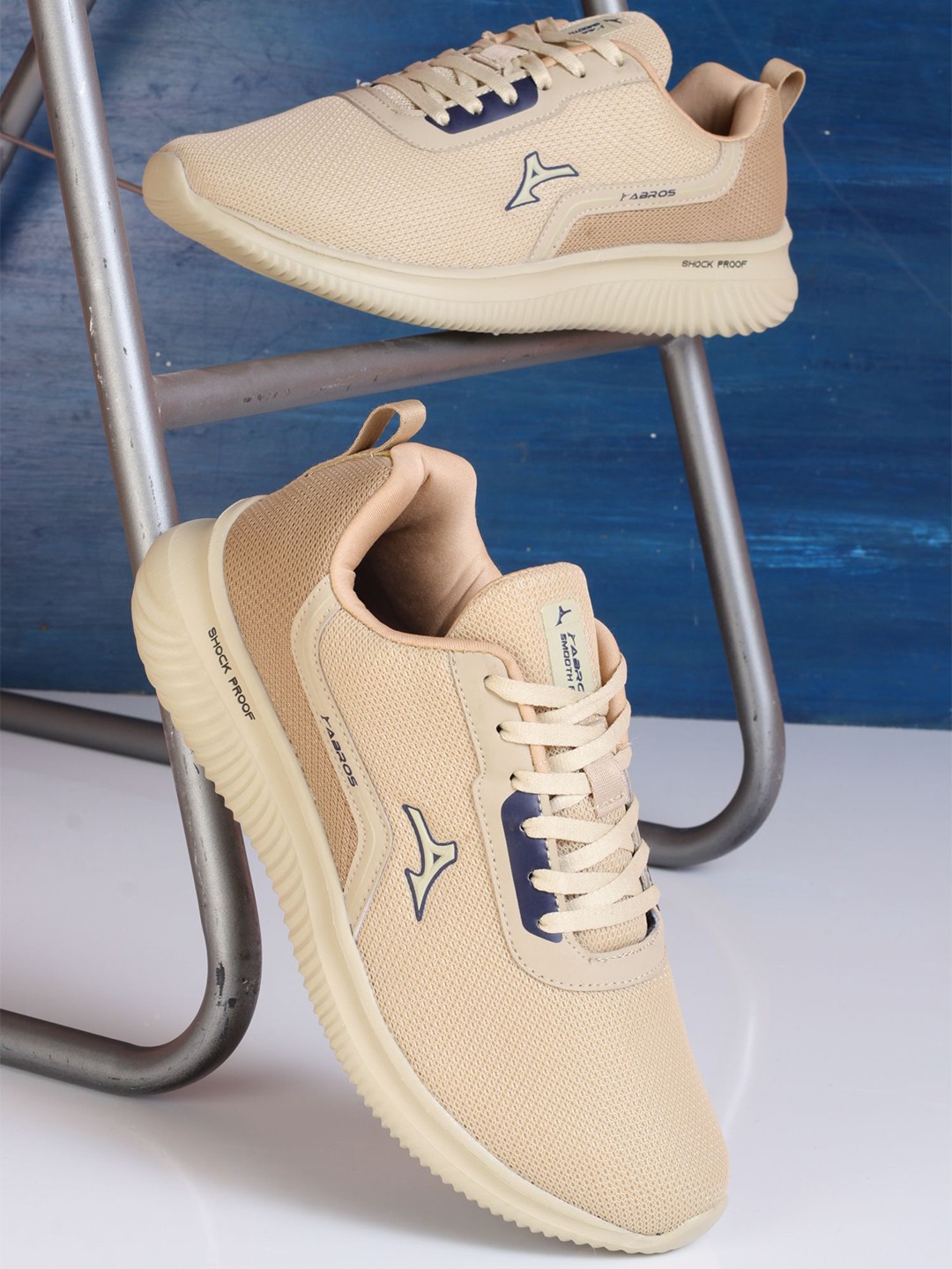 

ABROS Men Air Lace-Ups Running Shoes, Cream