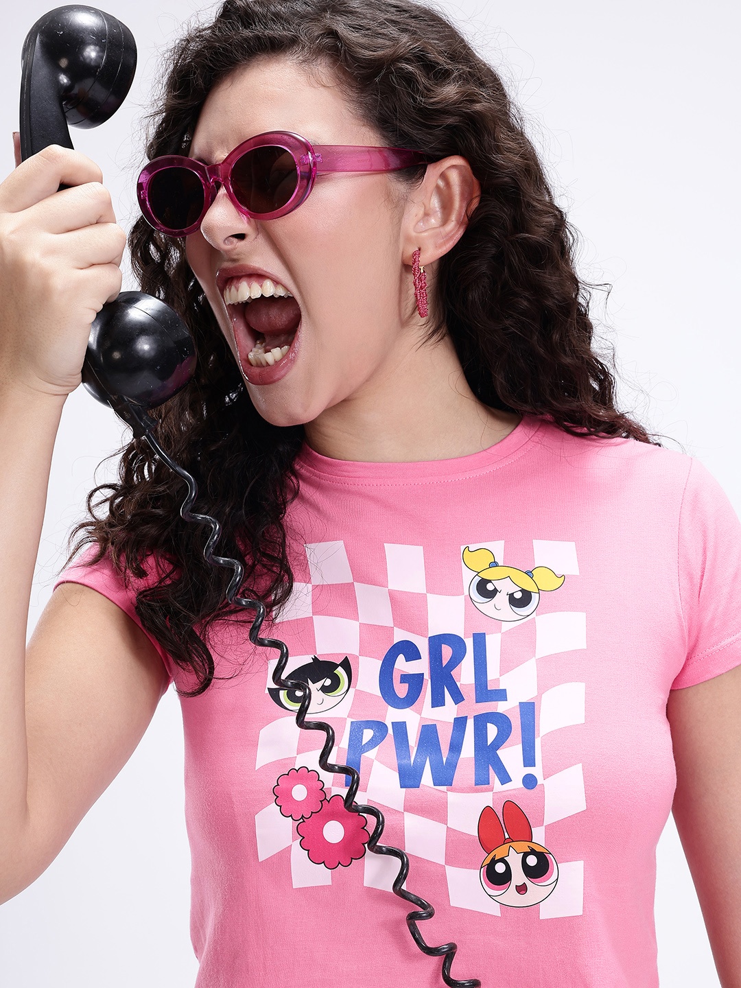 

Kook N Keech Powerpuff Girls Graphic Printed Crop T-shirt, Pink