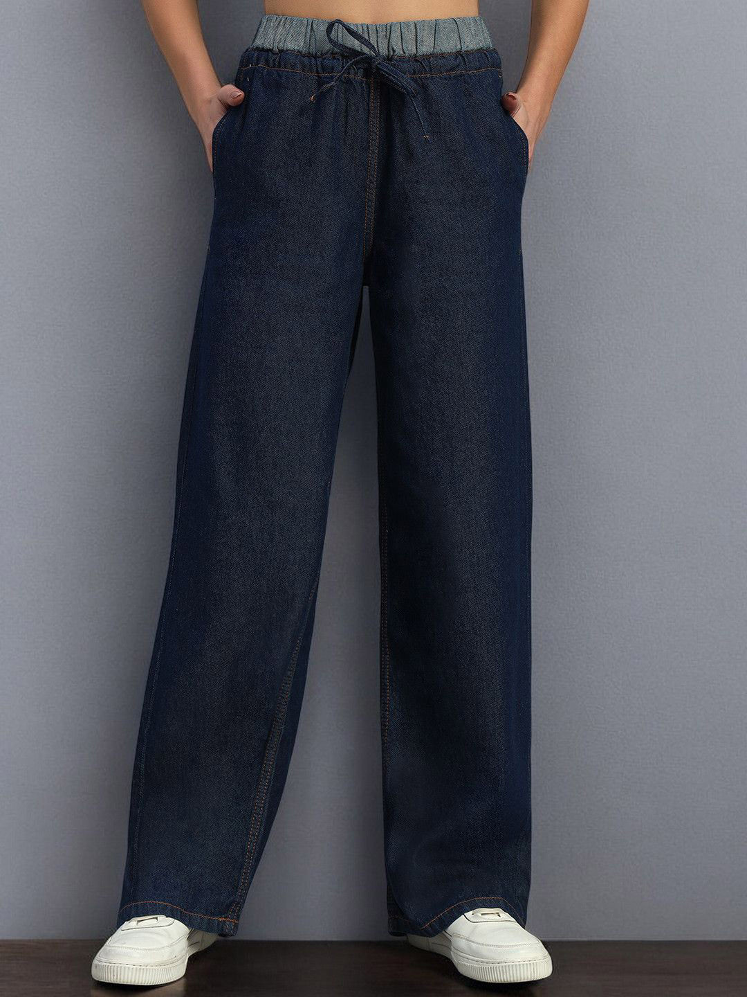 

The Roadster Lifestyle Co. Women Cotton Low-Rise Baggy Fit Jeans, Blue