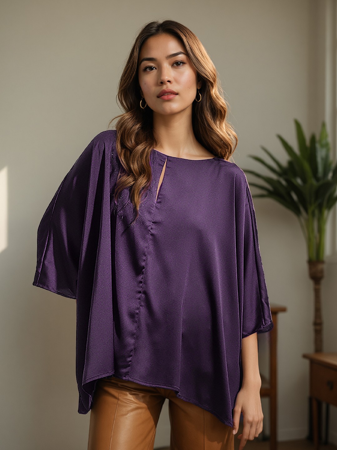

H&M Women Kimono Sleeve Top, Purple