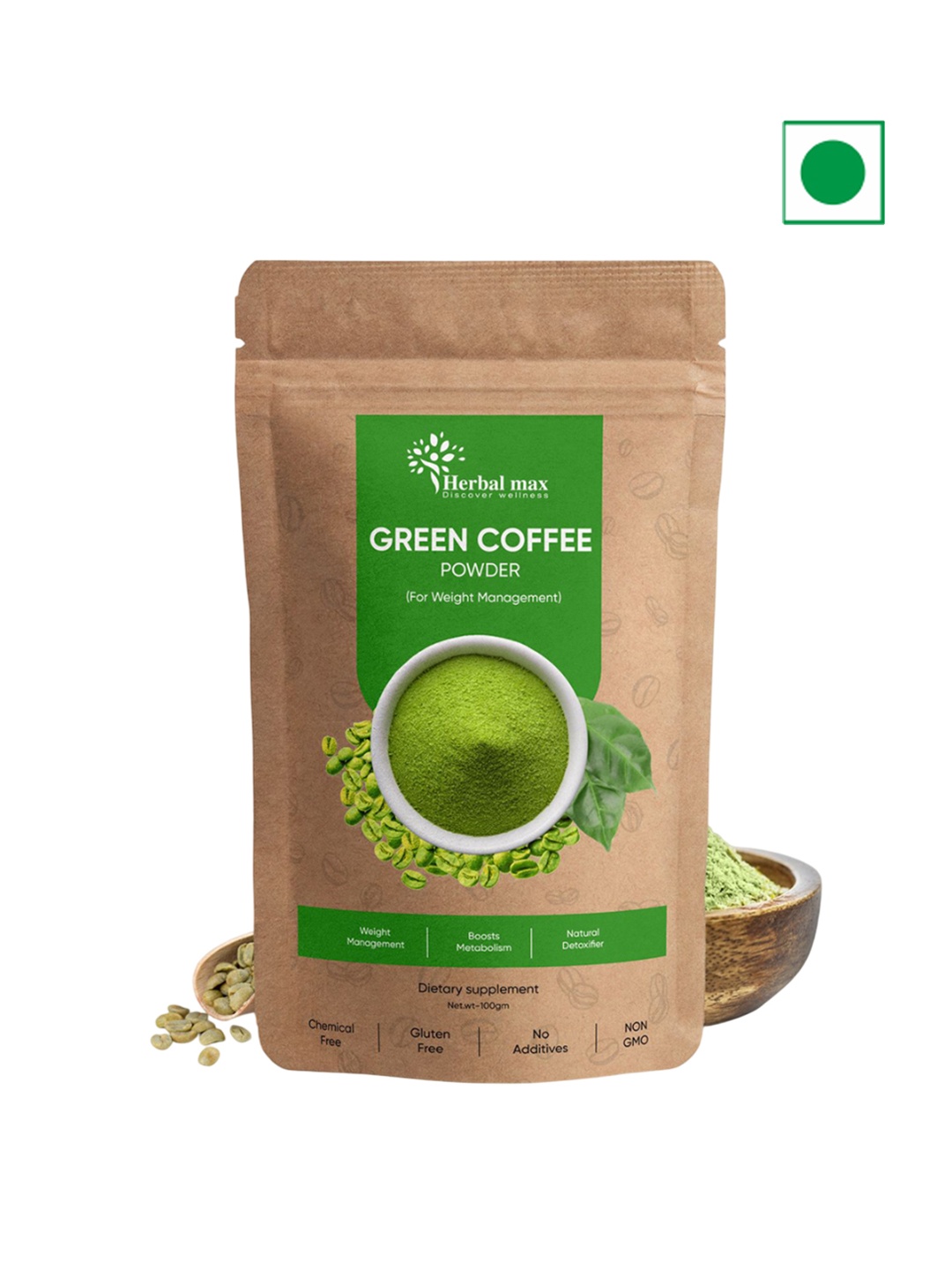 

Herbal max Organic Green Coffee Beans Powder For Boosting Metabolism -100 g