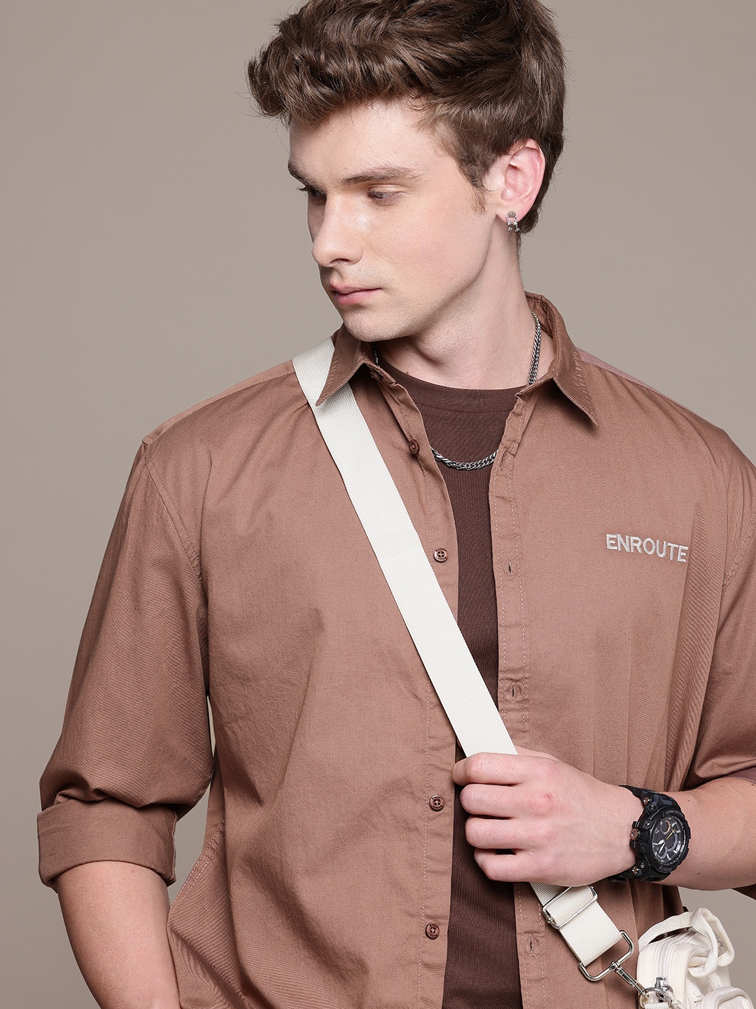 

The Roadster Life Co. Pure Cotton Relaxed Fit Casual Shirt, Brown