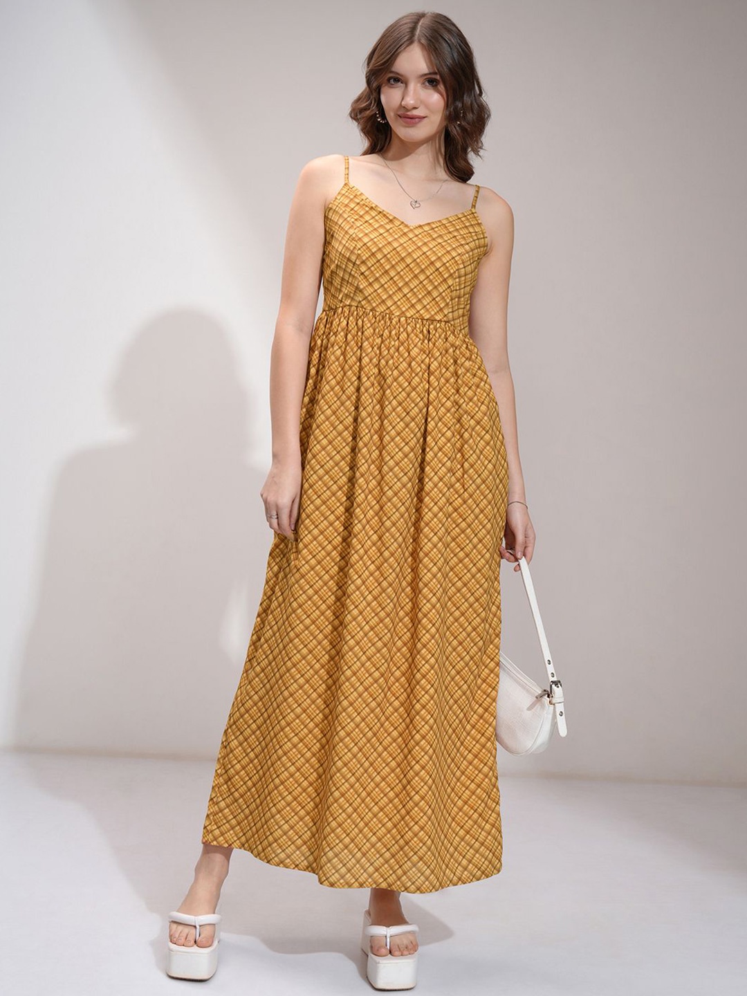 

Tokyo Talkies Checked Strappy Maxi Dress, Yellow