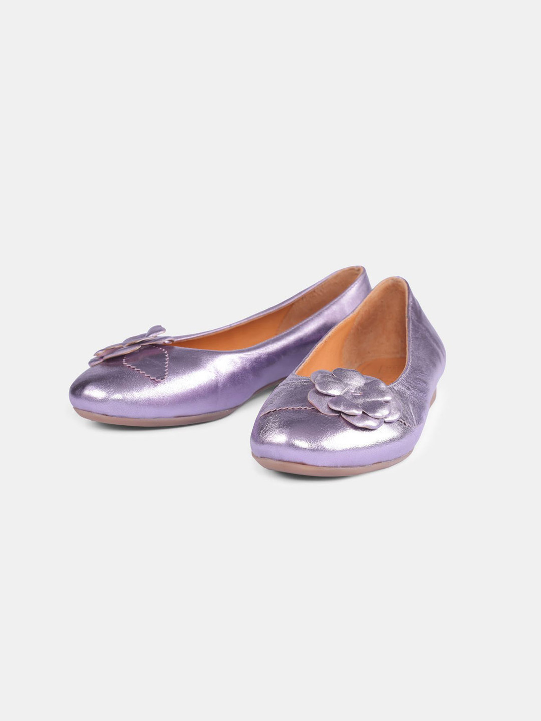 

HEEL YOUR SOLE Women Round Toe Leather Ballerinas Flats, Purple