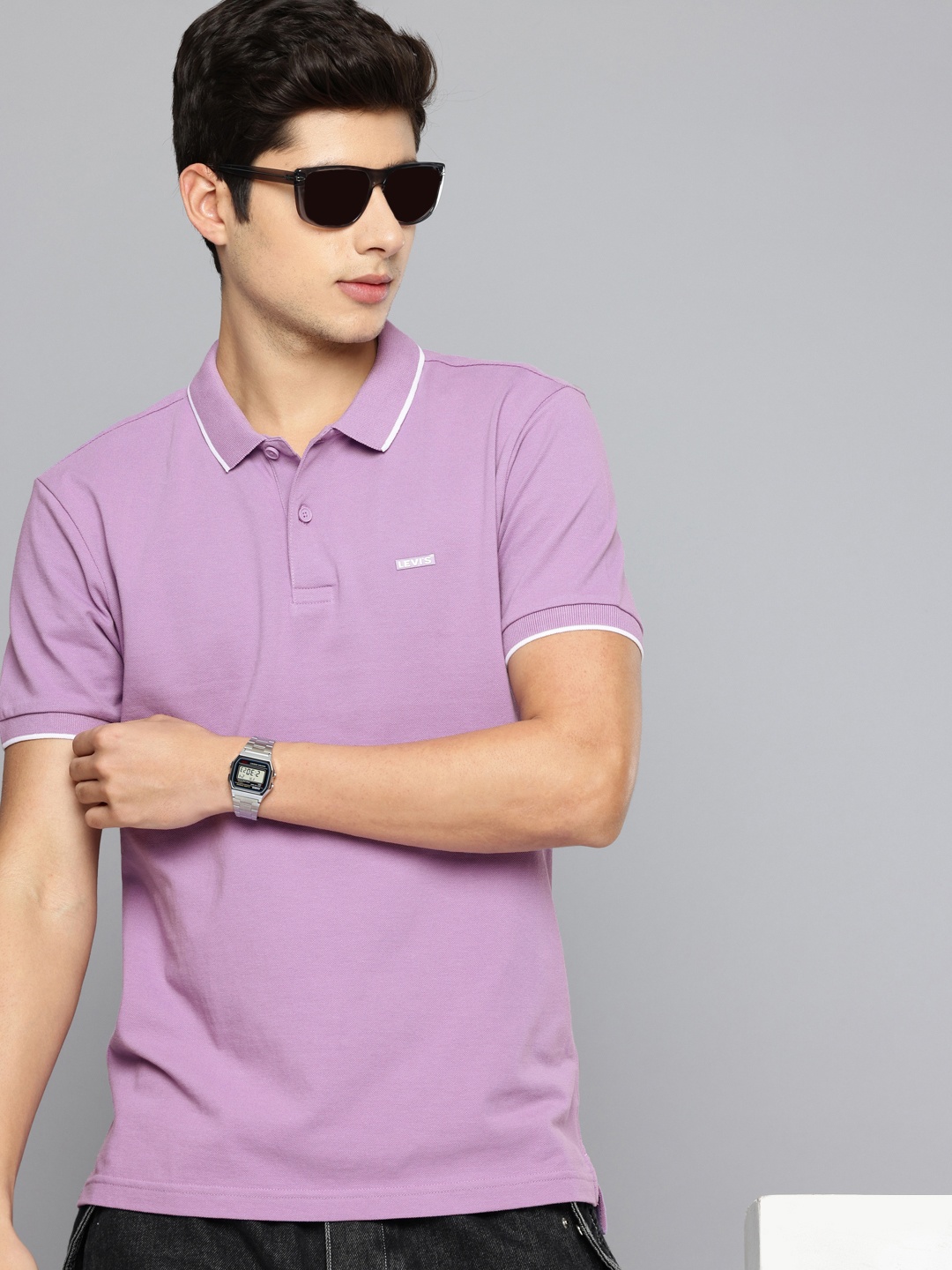 

Levis Pure Cotton Polo Collar T-shirt, Lavender