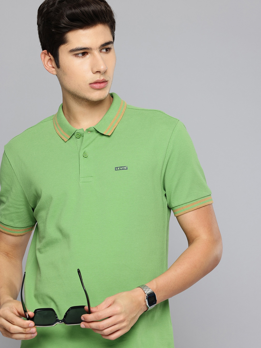 

Levis Polo Collar Pure Cotton T-shirt, Green