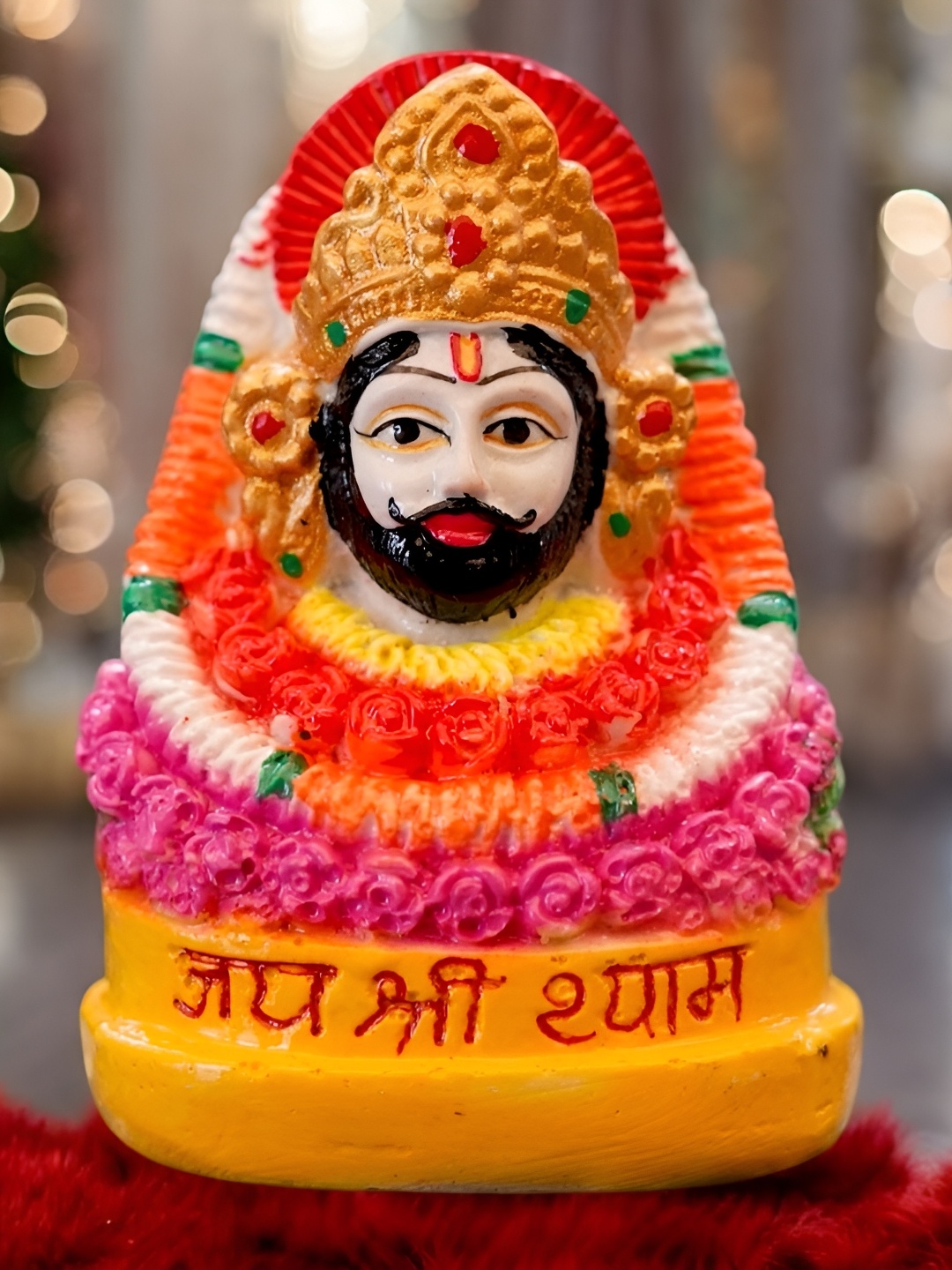 

Gallery99 Yellow And White Khatu Shyam Ji Religious Idol Showpiece