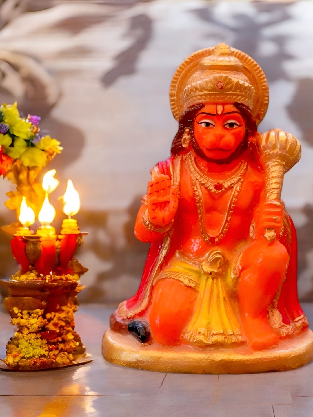 

Gallery99 Orange And Yellow Lord Balaji Hanuman Ji Religious Idol Showpiece