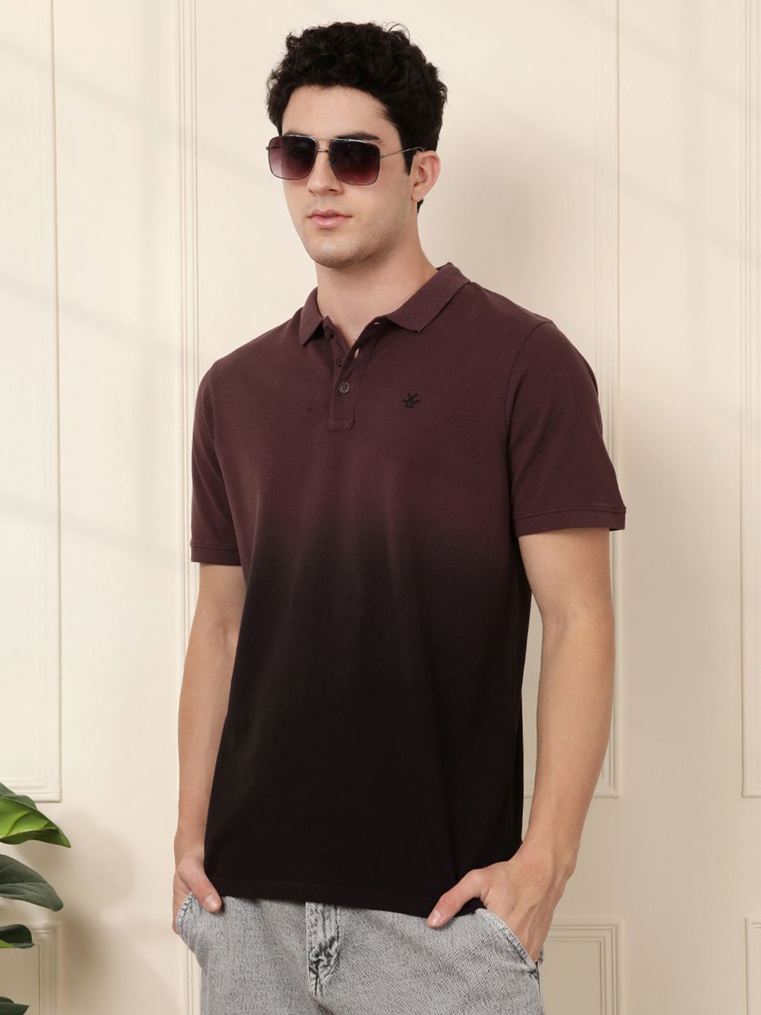 

WROGN Men Solid Polo Collar Cotton Slim Fit T-shirt, Maroon