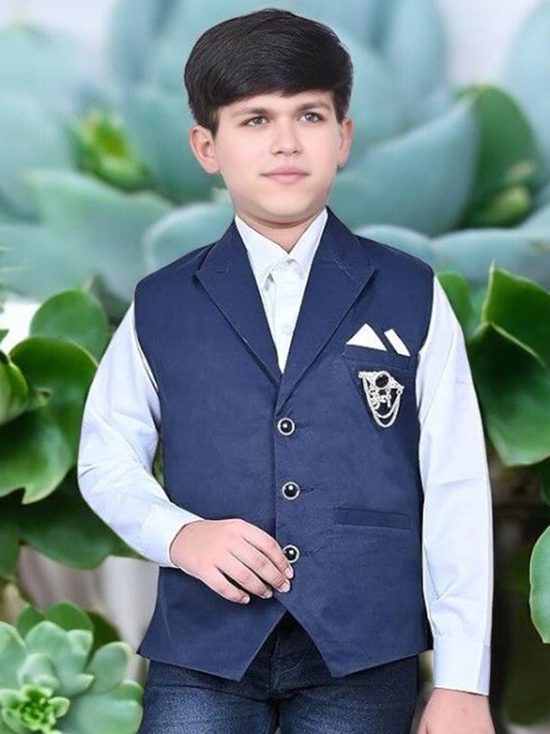 

Eliq Boys V-Neck Waistcoat, Navy blue