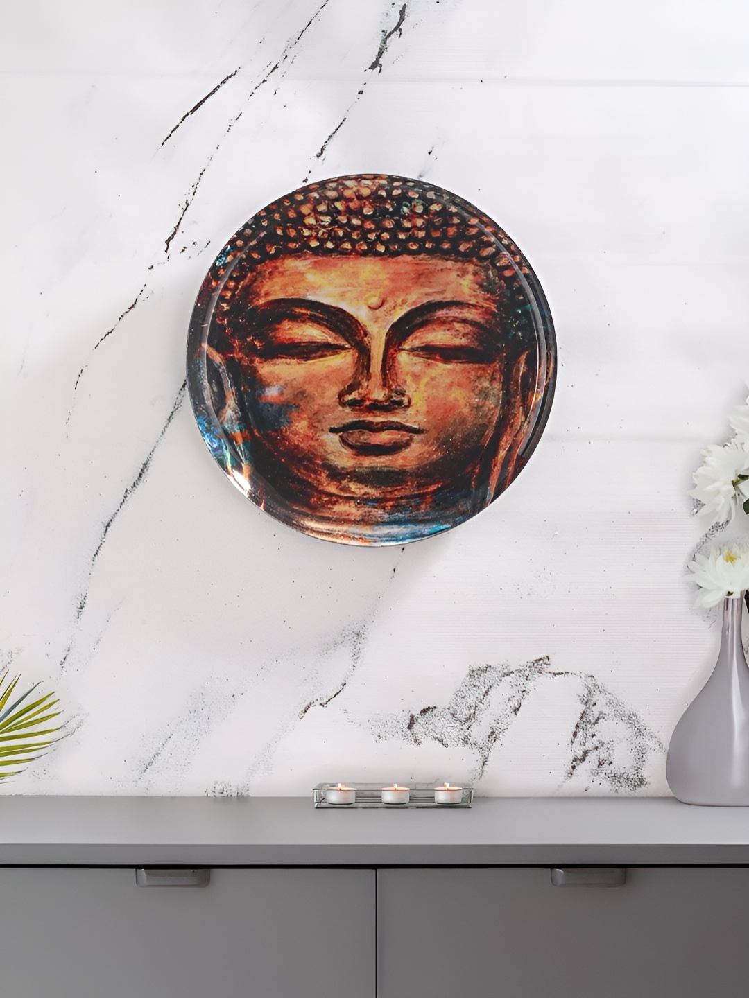 

Homspurts Tranquil Lotus Buddha Brown & Blue Wall Decor