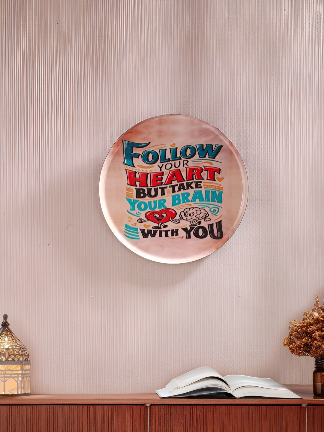 

Homspurts Beige & Red Follow Your Heart Printed Wall Plates
