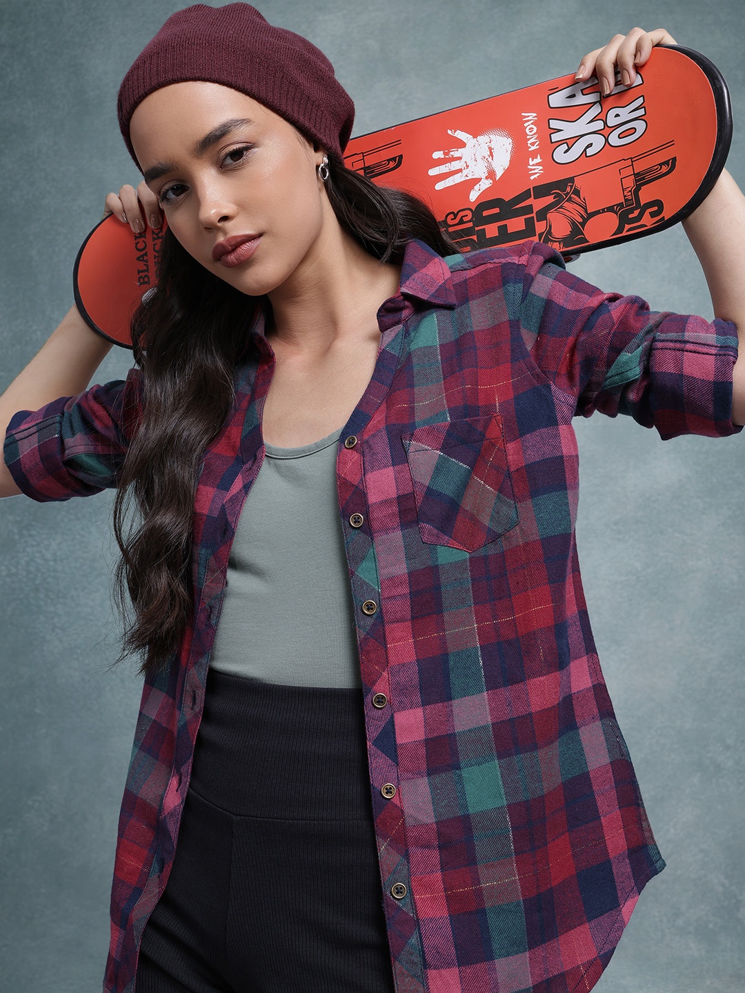 

The Roadster Lifestyle Co. Pure Cotton Checked Casual Shirt, Multi