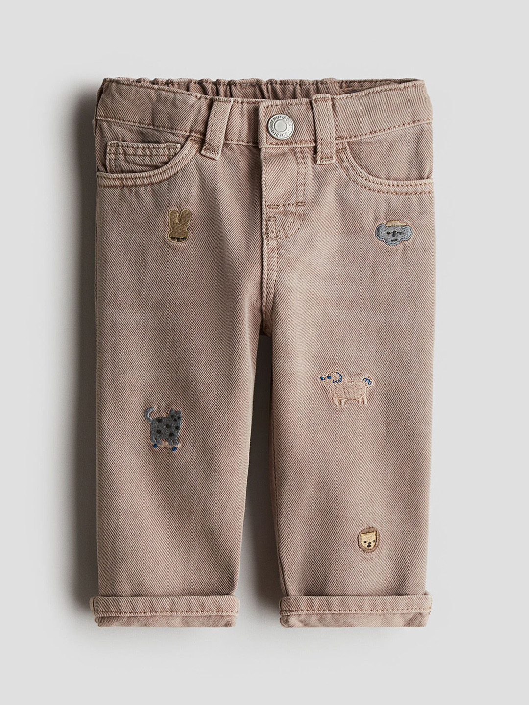 

H&M Boys Embroidery-Detail Jeans, Beige