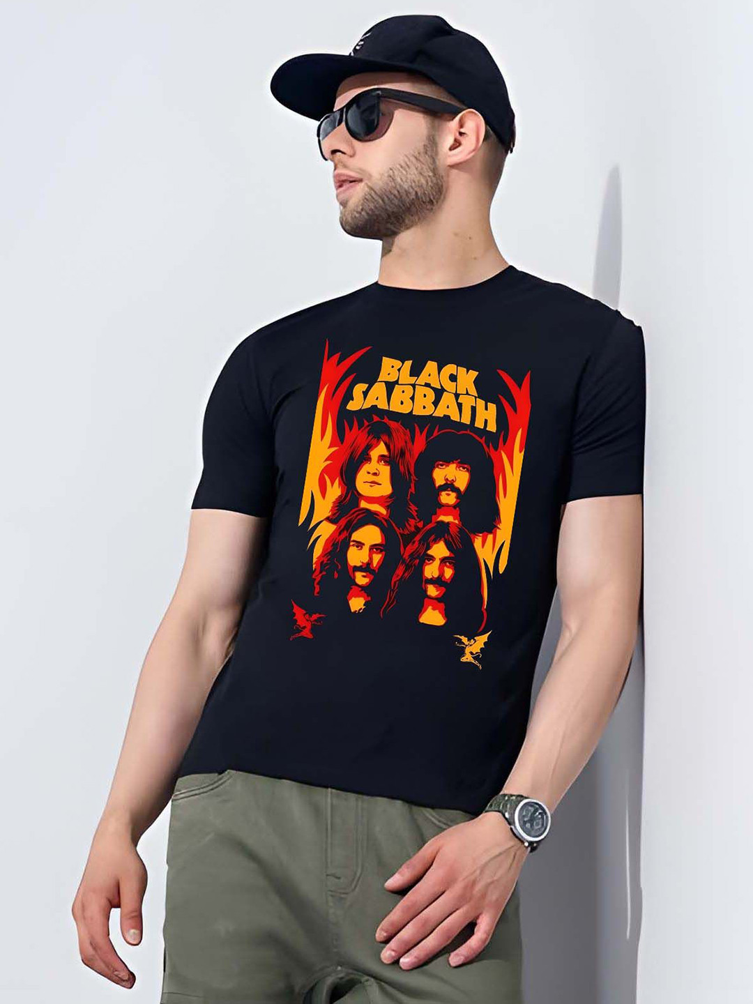 

KAIDO Men Graphic Printed Cotton T-shirt, Black