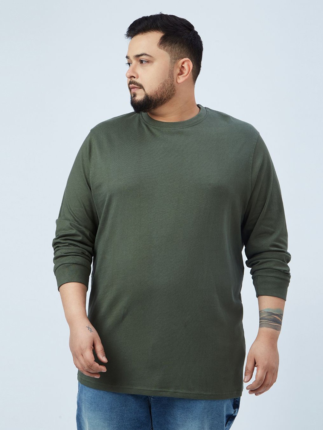

Santonio Men Plus Size Drop-Shoulder Sleeves Pockets T-shirt, Green