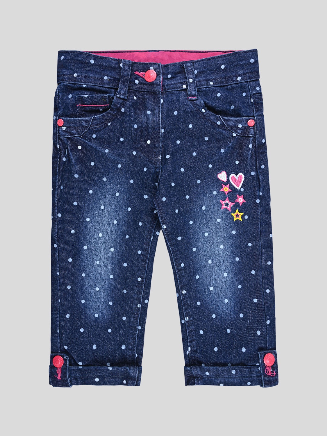 

Wish Karo Girls Embroidered Jeans, Navy blue