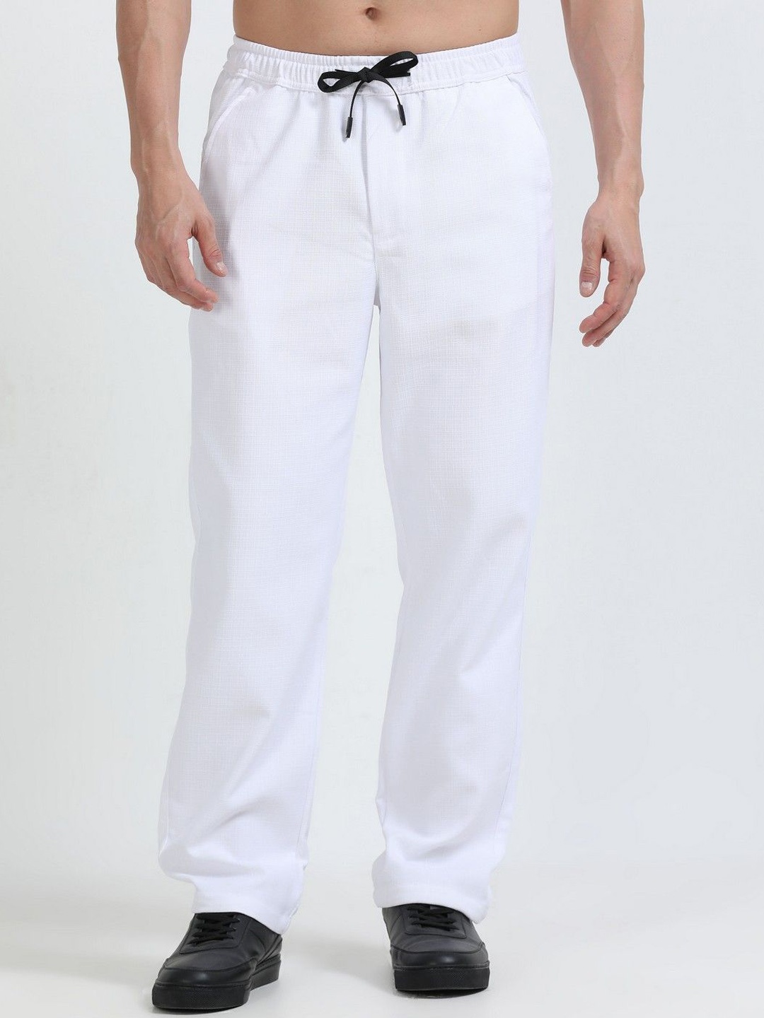 

NEVER NEUD Men Relaxed Regular Fit Mid-Rise Cotton Trouser, White