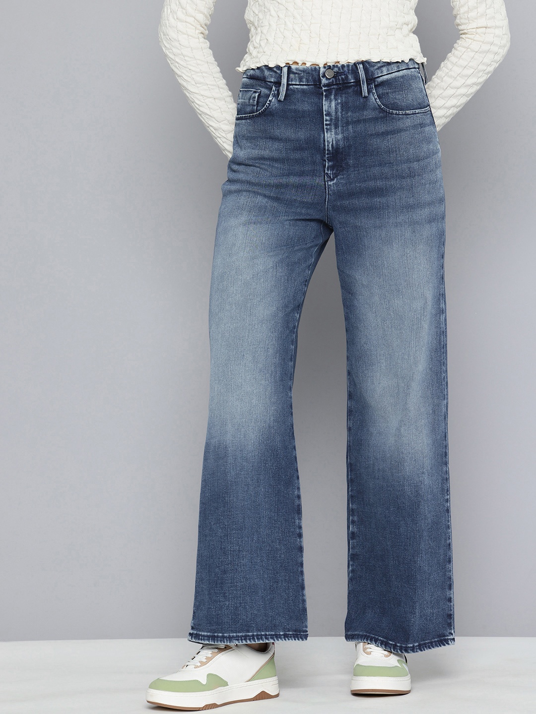

Levis Women Wide Leg High-Rise Heavy Fade Stretchable Jeans, Blue