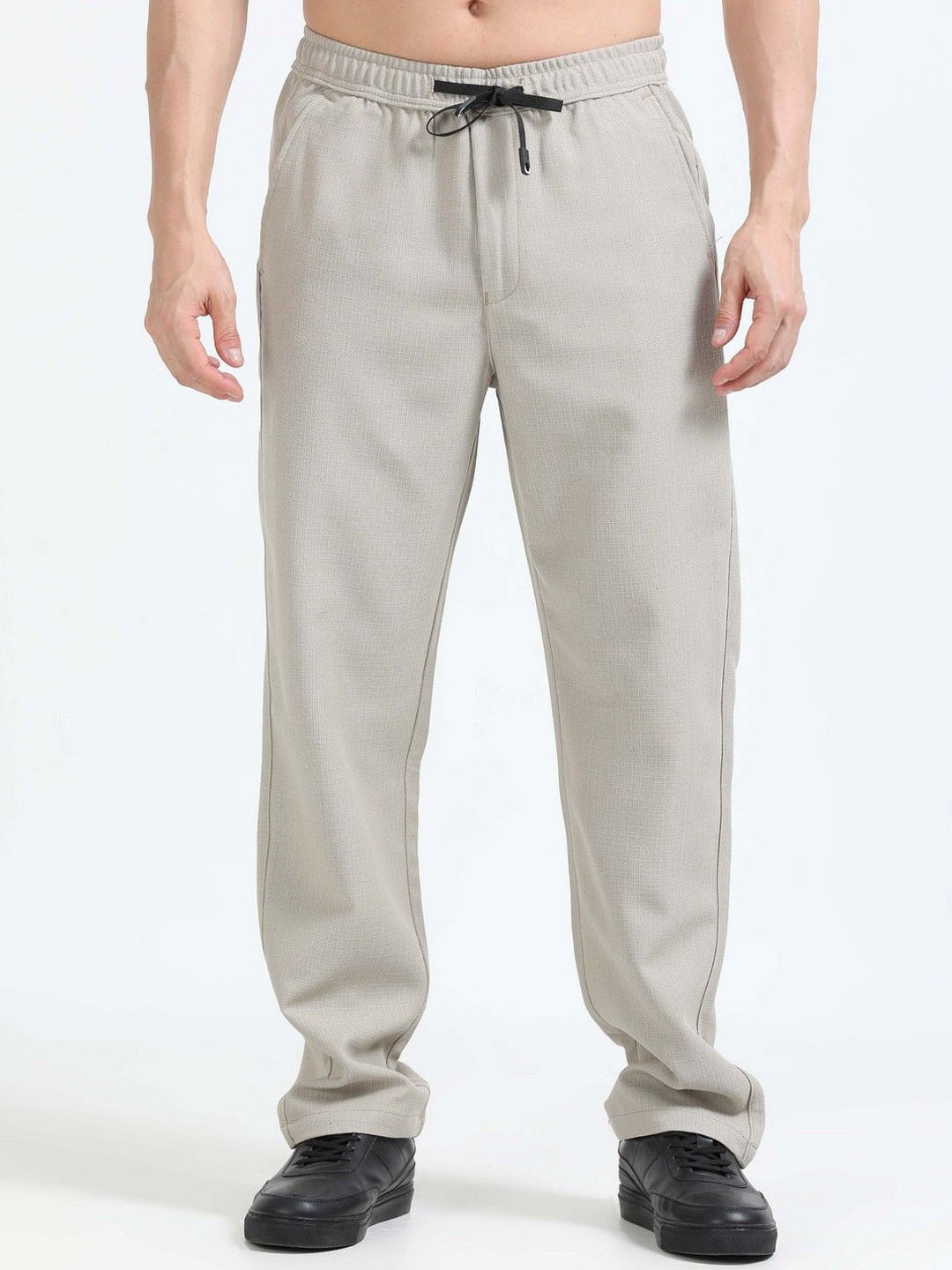 

NEVER NEUD Men Relaxed Men Lazy Traveller Regular Fit Mid-Rise Trouser, Beige