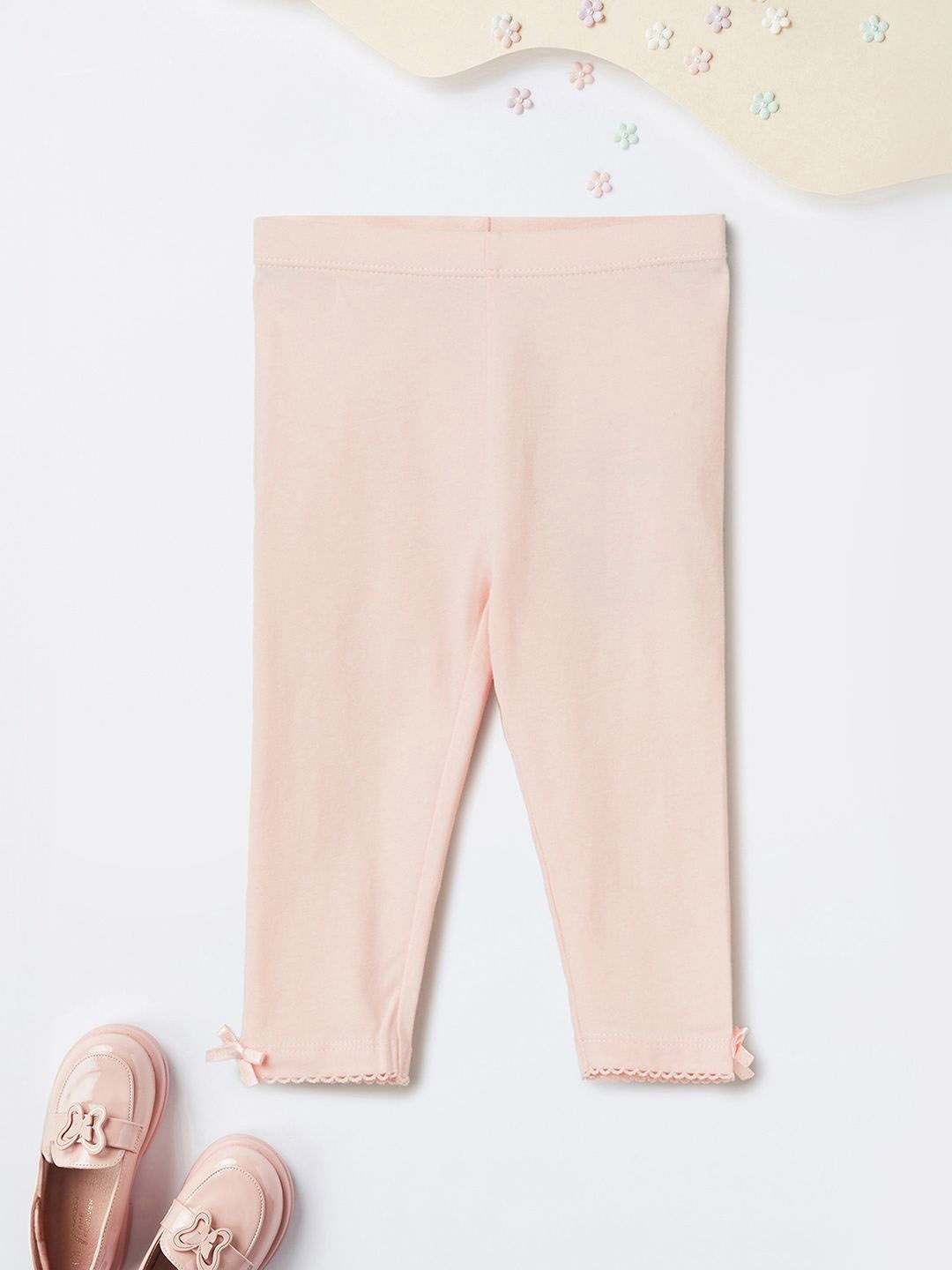 

max Girls Pure Cotton Ankle Length Leggings, Pink