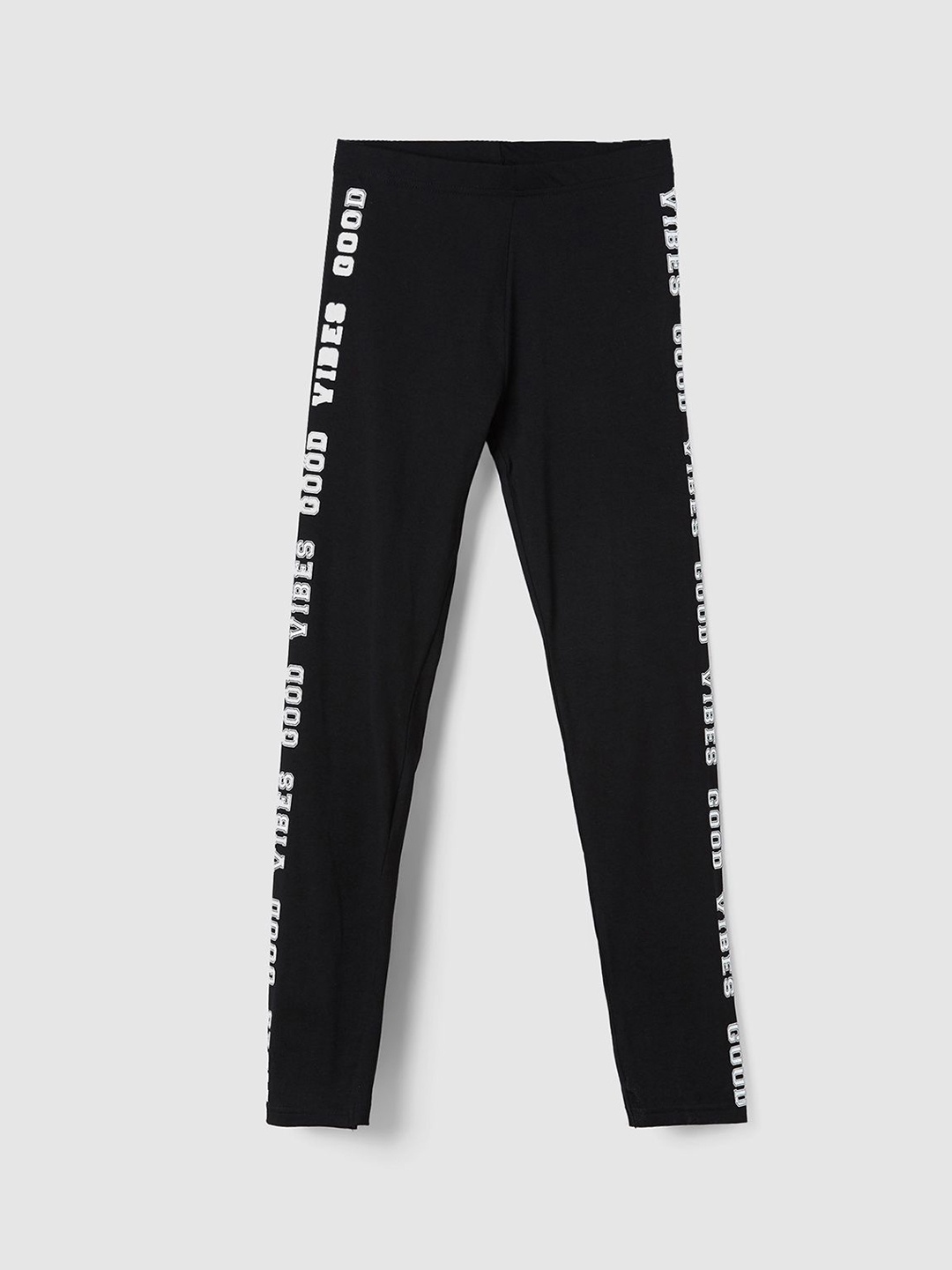 

max Girls Printed Mid-Rise Ankle-Length Leggings, Black