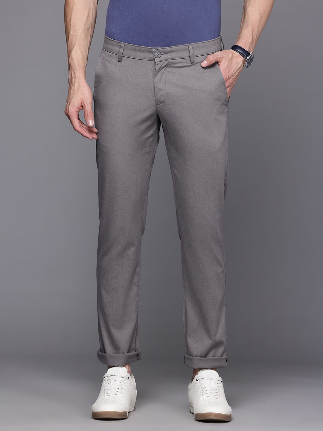 

Allen Solly Men Textured Slim Fit Chinos, Charcoal