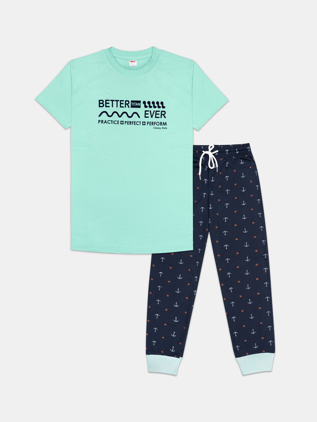 

Tee Weavers Boys Pure Cotton Printed Night suit, Green