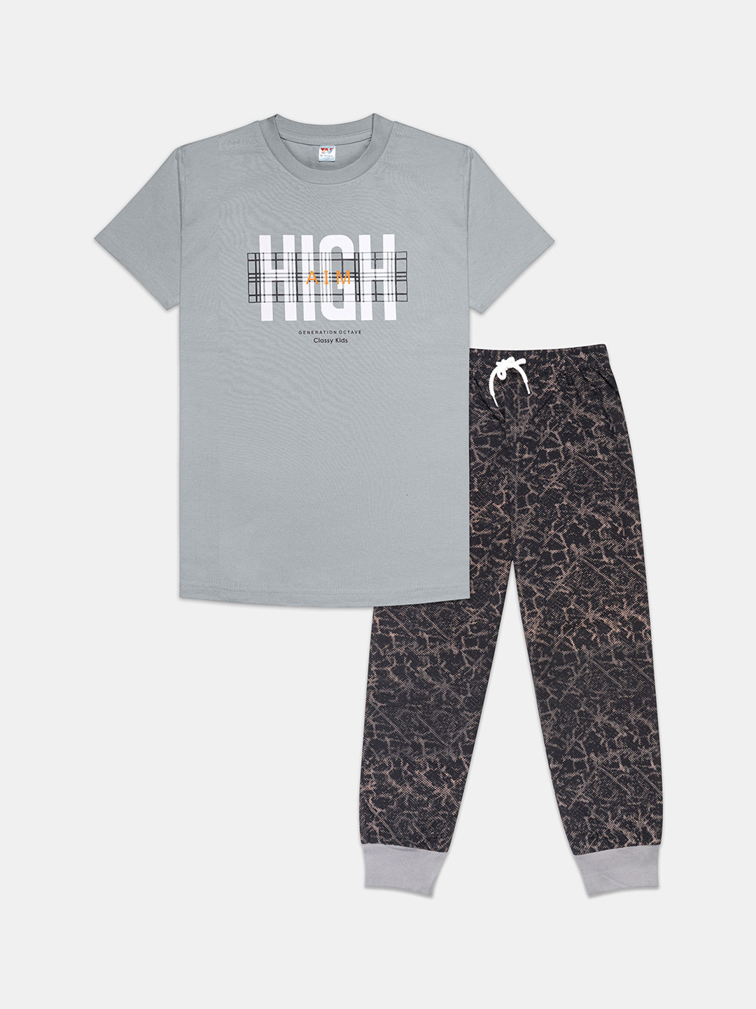 

Tee Weavers Boys Printed Pure Cotton Night suit, Grey