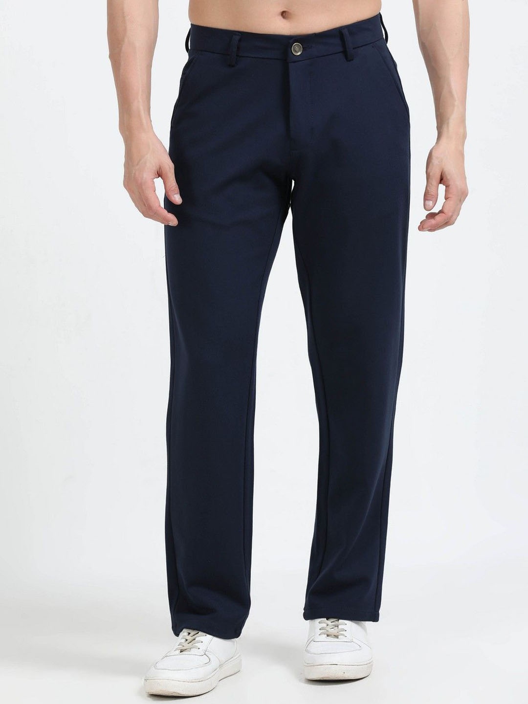 

NEVER NEUD Tencil Leisure Men Low-Rise Relaxed Trousers, Navy blue