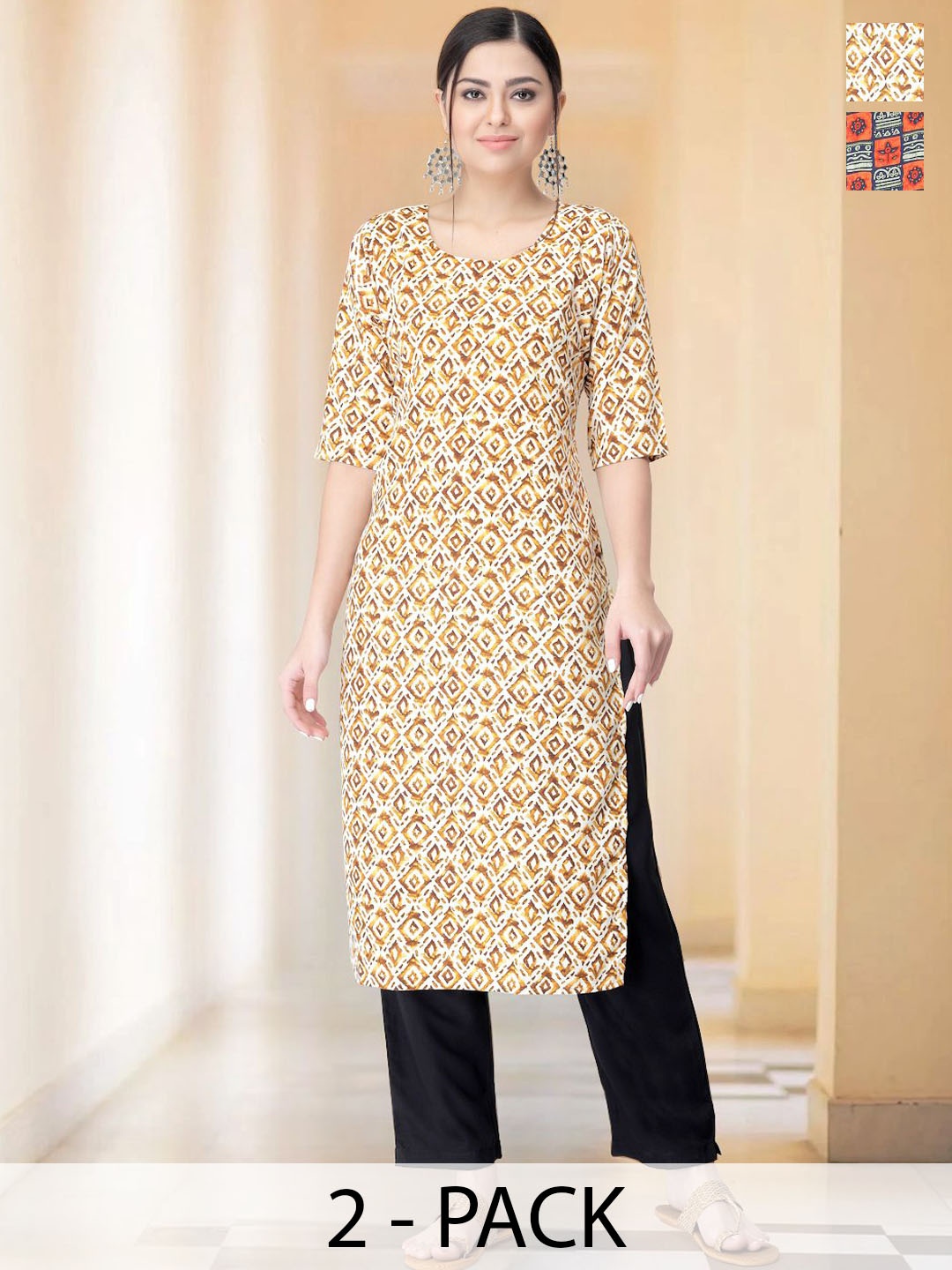 

7Threads Women Ethnic Motifs Printed Regular Kurta with Trousers, Off white