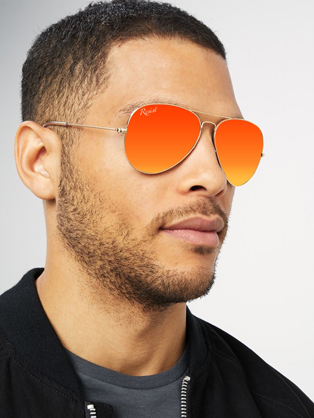 

RESIST EYEWEAR Unisex Aviator Sunglasses AIRCRAFTS GOLD ORANGE REVO 1