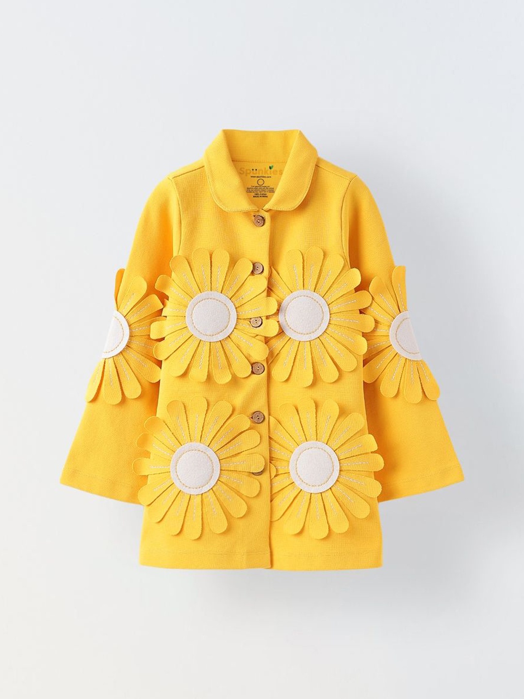 

SPUNKIES Girls Solid Patchwork Tailored Jacket, Yellow