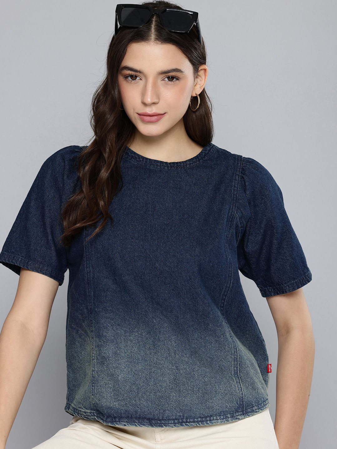 

Levis Pure Cotton Ombre Denim Top, Blue