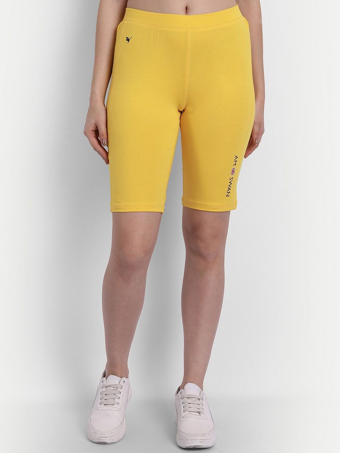 

AMSWAN Women Low-Rise Regular Fit Running Sports Shorts, Yellow