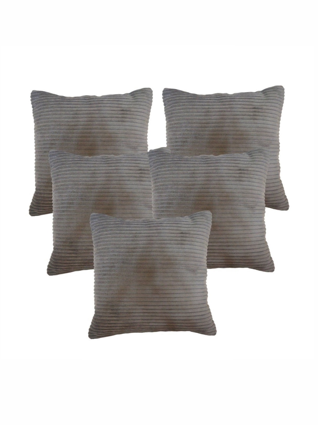 

MONKDECOR Grey 5 Pieces Striped Velvet Square Cushion Covers