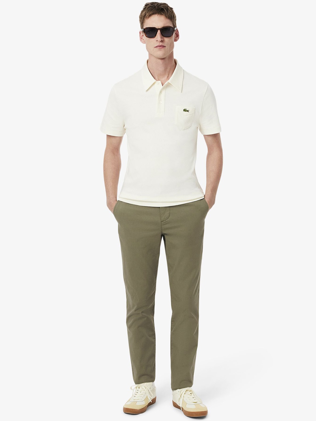 

Lacoste Men Mid-Rise Slim Fit Chinos Trousers, Khaki