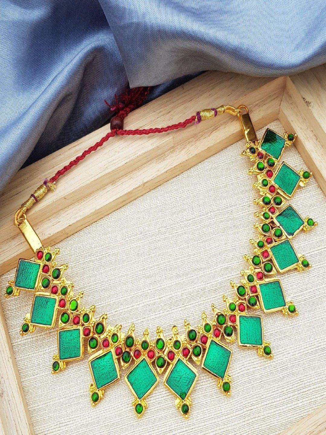 

GRIIHAM Gold-Plated American-Diamond Studded Necklace