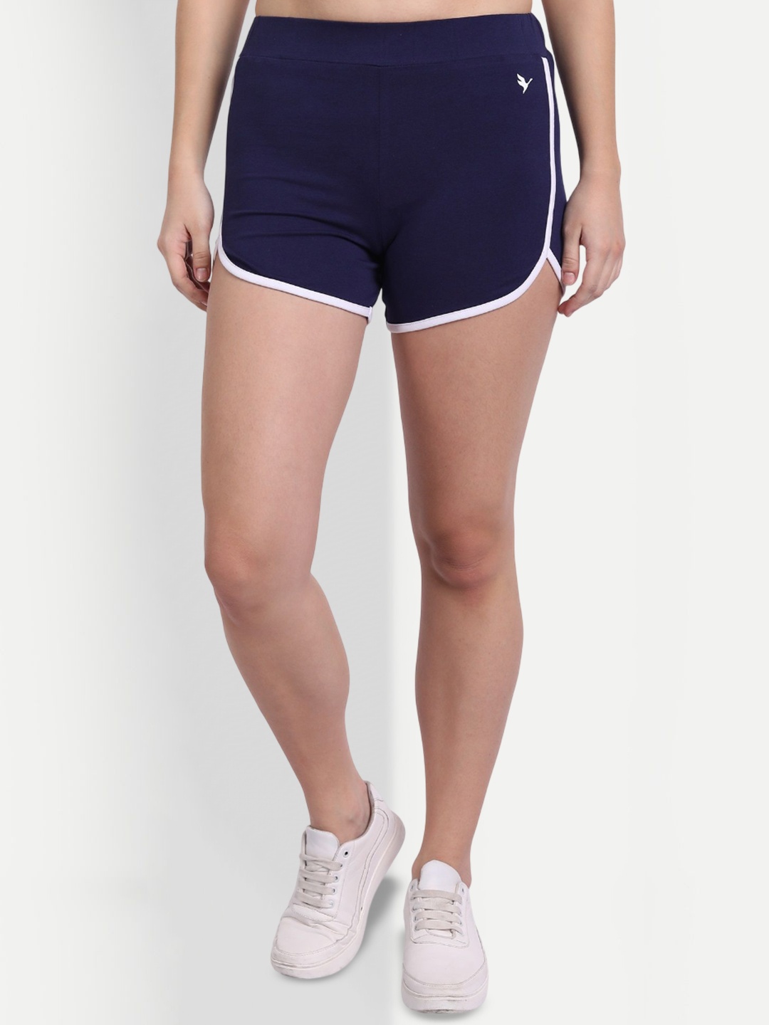 AMSWAN Women Low-Rise Running Sports Shorts, Navy blue