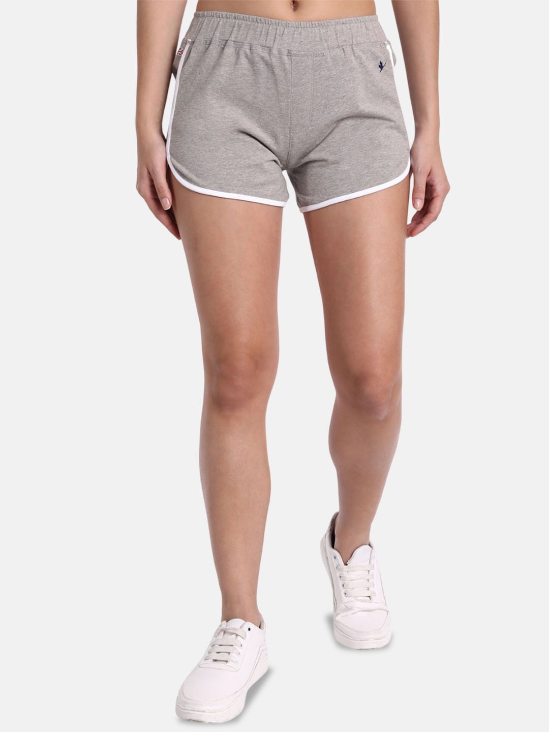 

AMSWAN Women Printed Low-Rise Running Sports Shorts, Grey