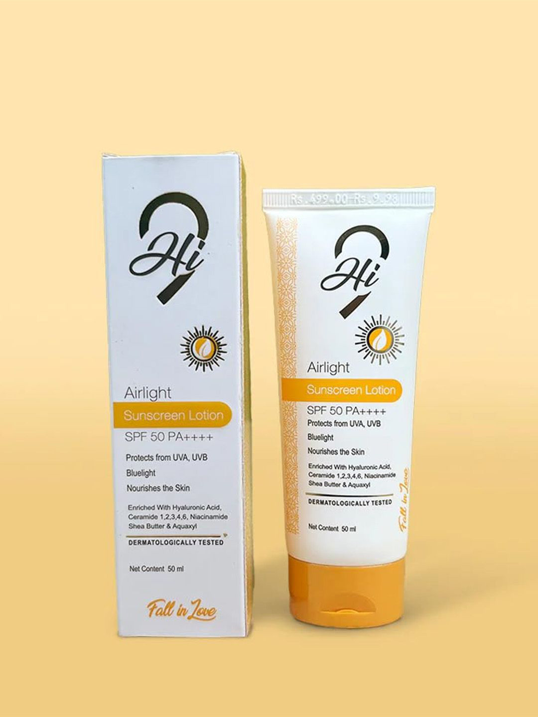 

Hi9 Airlight Sunscreen Lotion SPF 50 - 50 ml, White