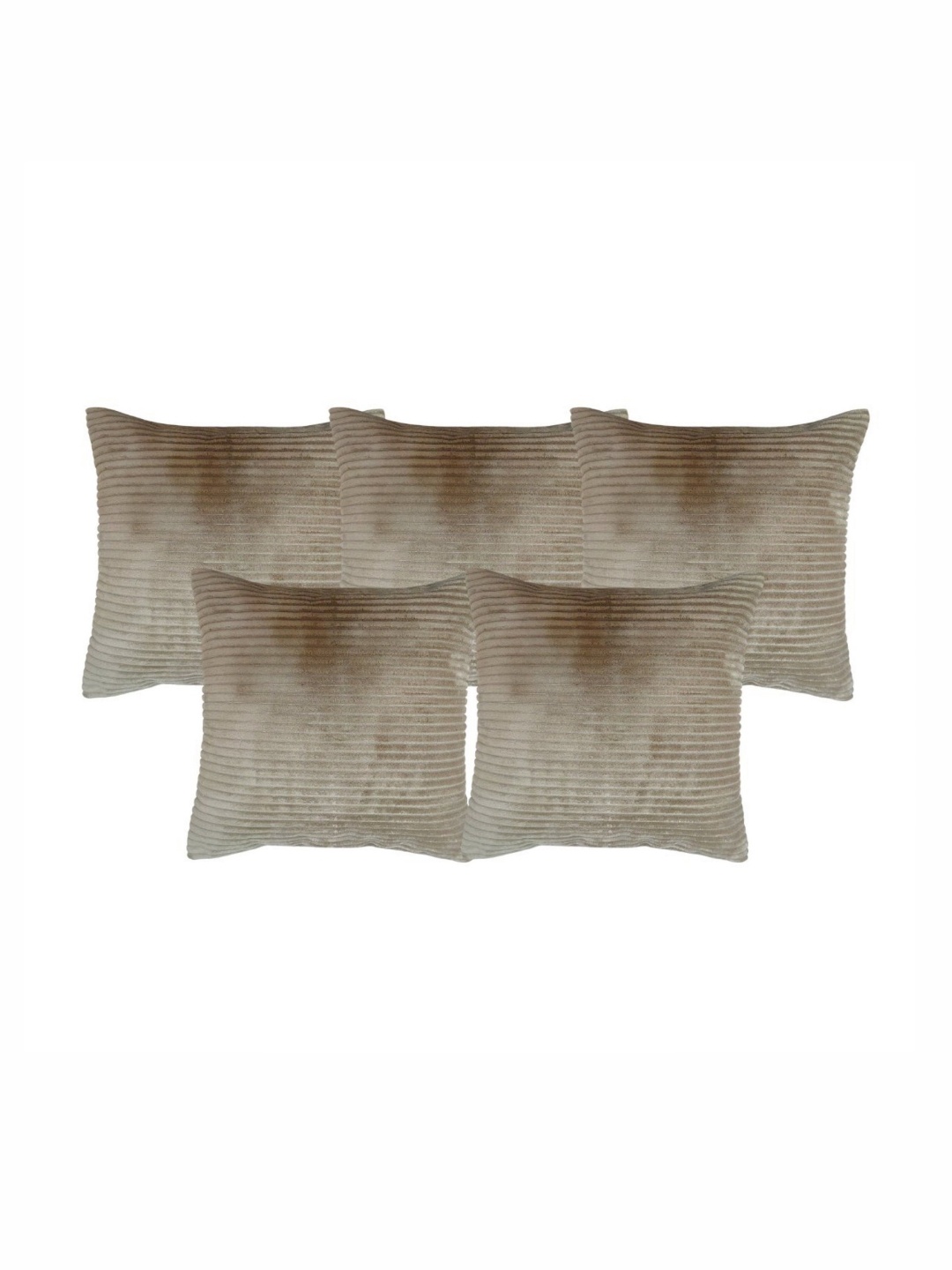 

TANLOOMS Beige 5 Pieces Striped Velvet Square Cushion Covers