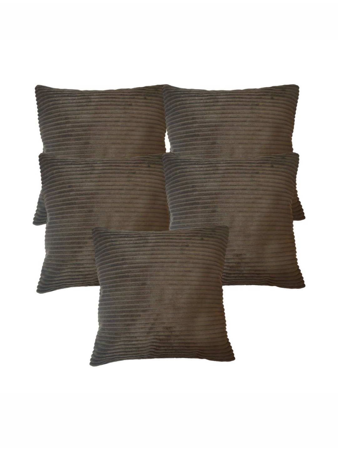 

TANLOOMS Brown 5 Pieces Striped Velvet Square Cushion Covers