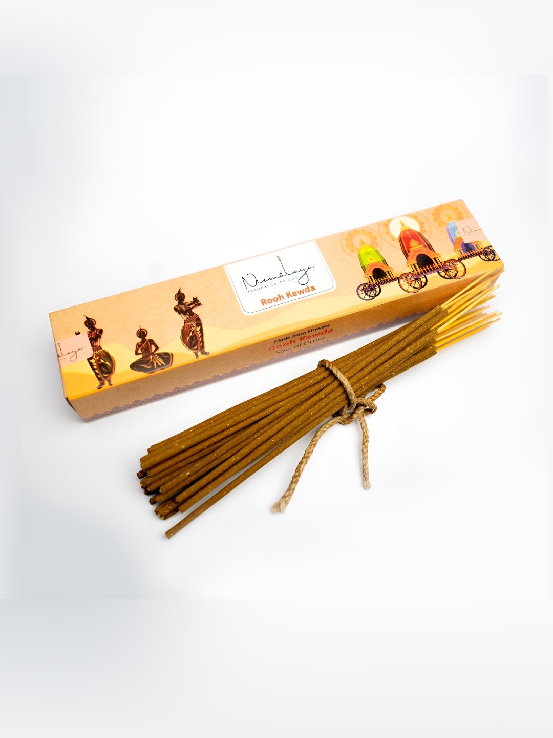 

Nirmalaya Brown & Yellow 40 Pieces 100% Organic Rooh Kewda Incense Sticks Agarbatti