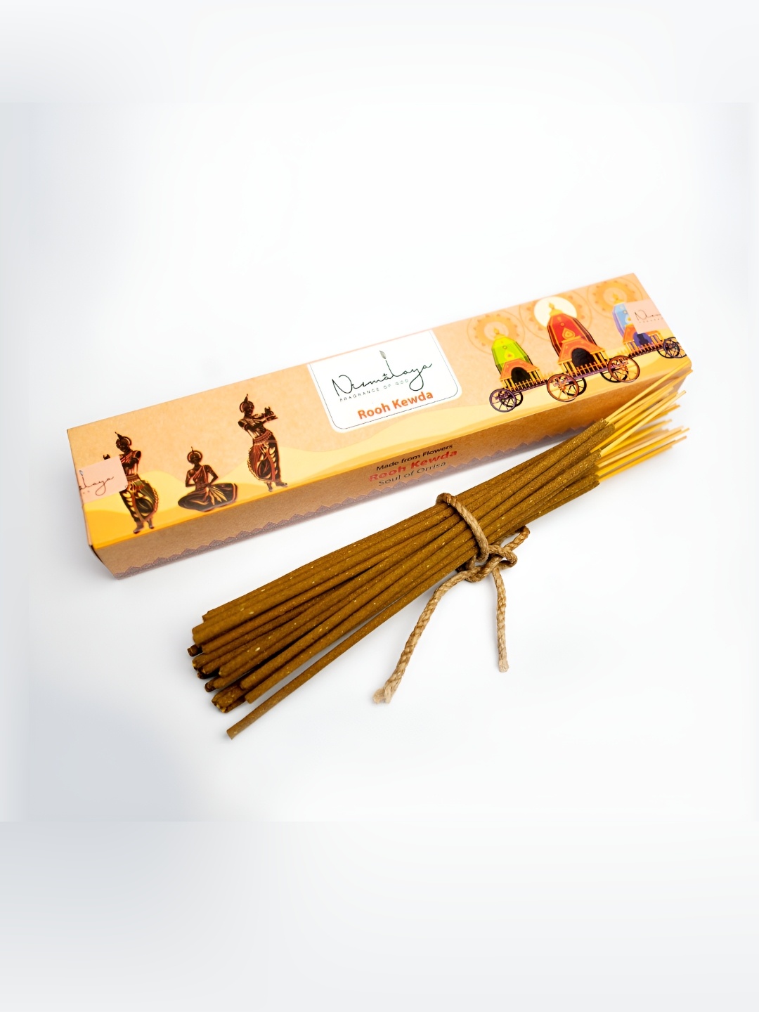 

Nirmalaya 40 Pieces Brown & Yellow 100% Organic Rooh Kewda Incense Sticks Agarbatti