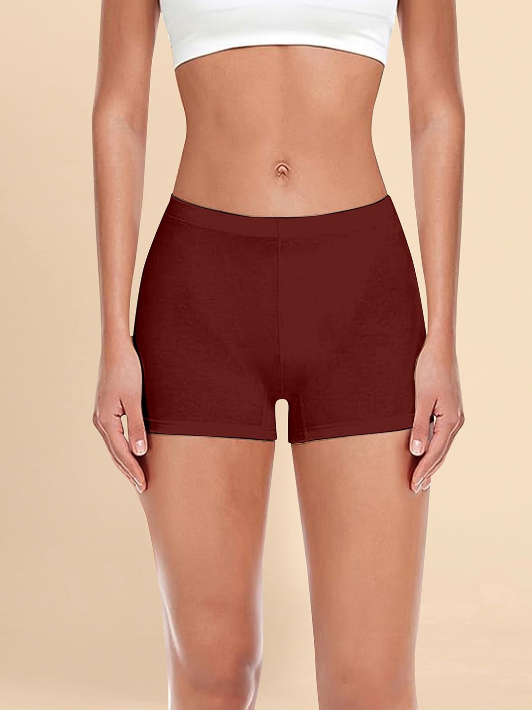 

Trendmalls Women Skinny Fit Sports Shorts, Maroon