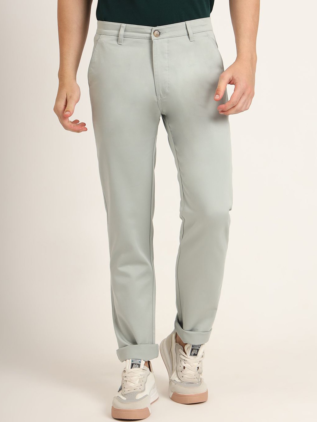 

AMSWAN Men Low-Rise Trousers, Turquoise blue